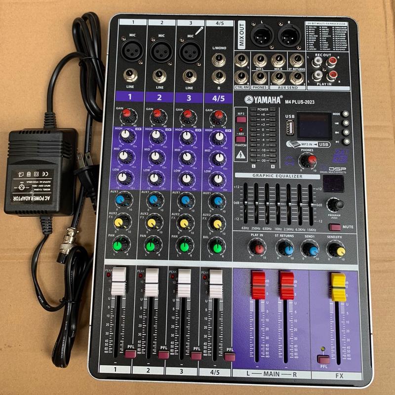  Yamaha Mixer M4 PLUS 2025 âm thanh cực hay bass căng đét Kết Nối Bluetooth USB 24bit 99 hiệu ứng LED 12 Tháng BH 