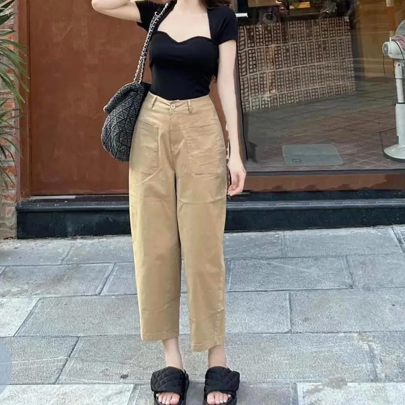 Quần Baggy Nữ Túi Hộp Dài 90cm Chất Vải Kaki Mỏng Nhẹ MEOW SHOP Mã 029