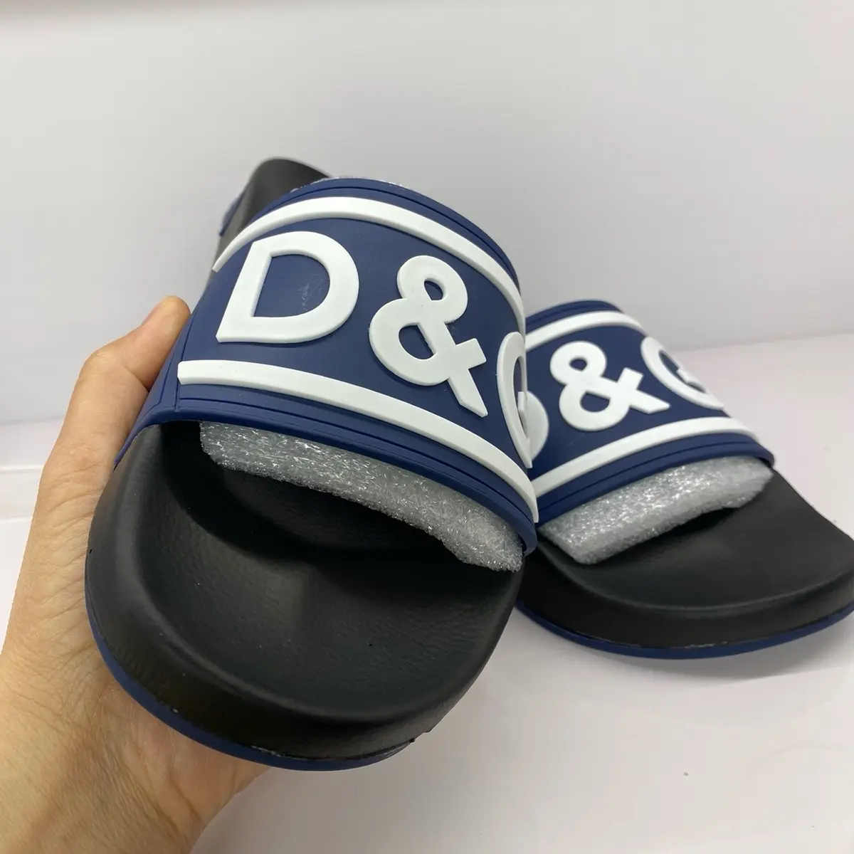 Fullbox Dép Đơ và Gơ quai xanh than chứ trắng đế 2 lớp chữ nổi, đế xịn cực chất