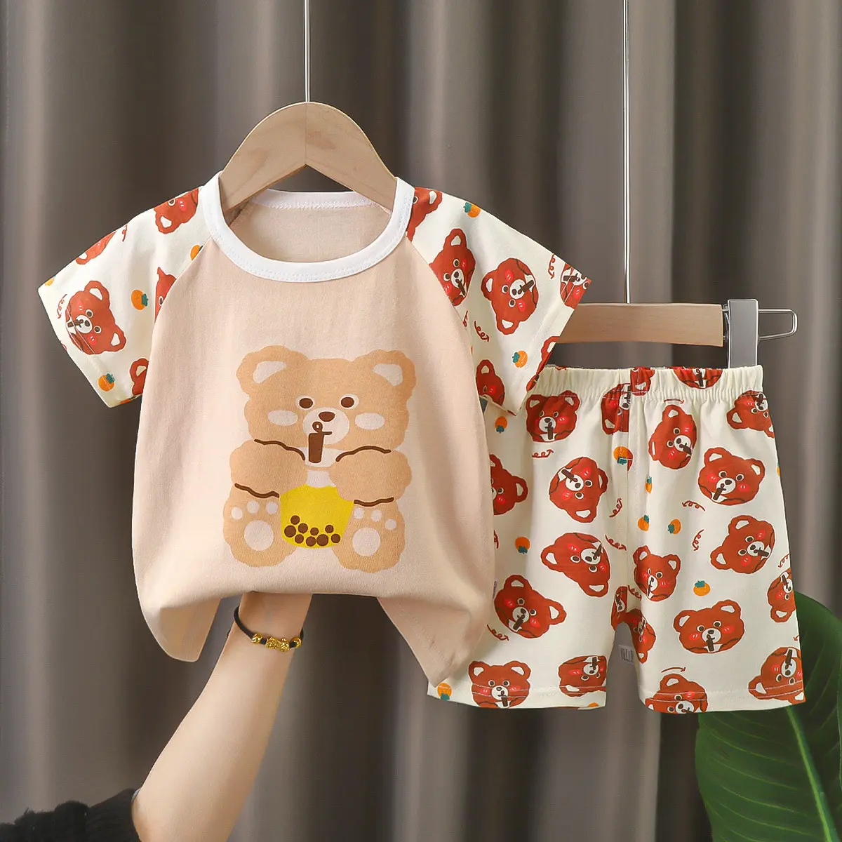 Children Aged 0-6 Summer Cotton Short Sleeve Suit