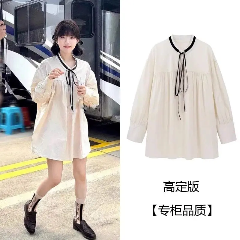 Váy Bé Gái, Nhẹ Nhàng Và Dễ Thương, Chống Lão Hóa, Thời Trang, Dành Cho Phụ Nữ, Hàng Mới Về, Buộc Dây, Mỏng Vừa Vặn, Váy Dài Tay, Đầu Xuân 2024
