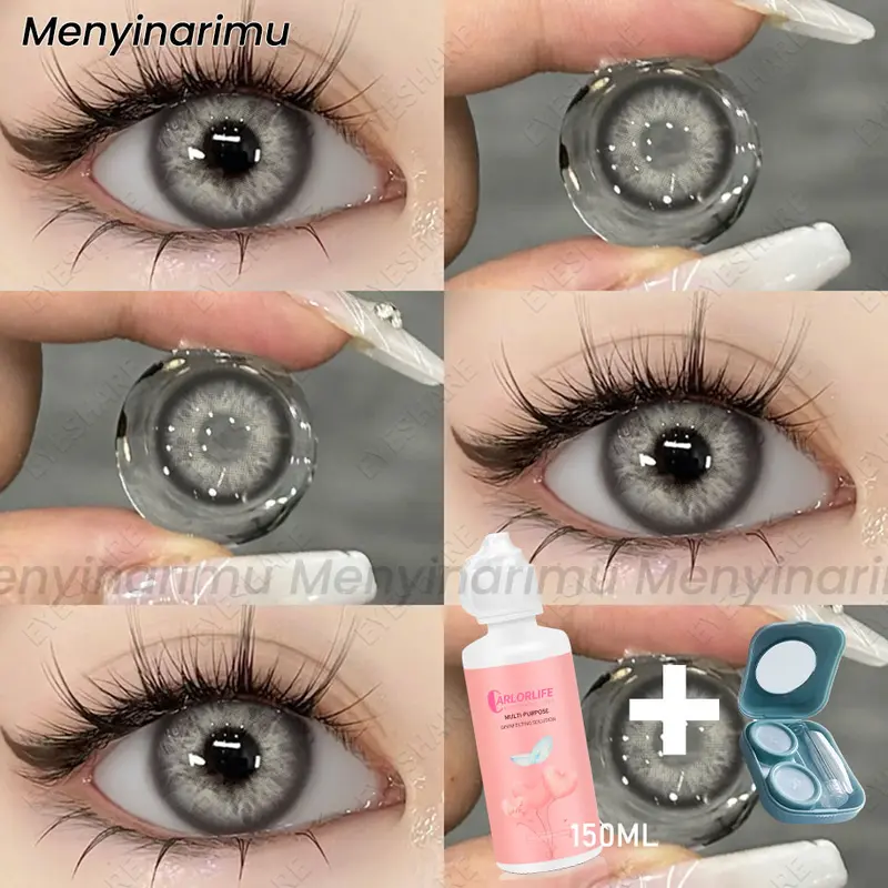 Eyeshare (COD) Softlens SET Soft Warna lensa kontak with 150ml solution kotak cermin set 2
