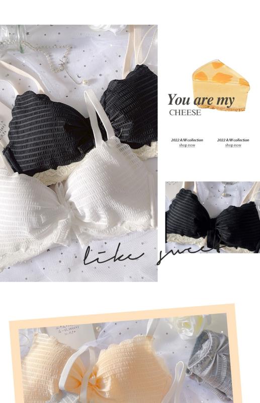 Product Introduction of Fairy Floating Small Chest Push up Breast Holding Anti-Sag Bra Wireless Student Girl Lace Underwear Set 14