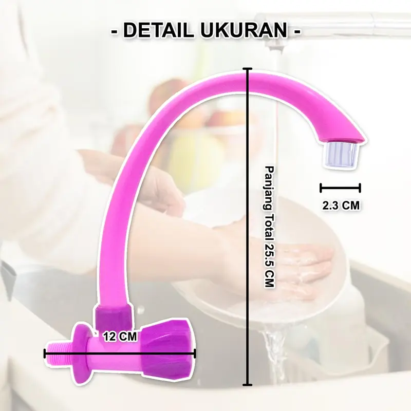 Kran Angsa Handle Mahkota PVC Minimalis / Kran Air Cuci Piring Plastik Ungu Putih Biru Hijau 2