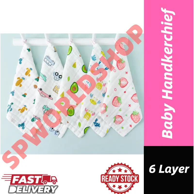 READY STOCK!!!! 6 Layers Baby Handkerchief Infant Towel Newborn Face Bath Towel Cotton Bib Bayi Sapu tangan Haiwan Ocean