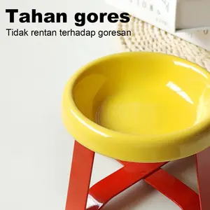 Mangkuk Hewan Peliharaan Anti-Selip dengan Penyangga – Tersedia Kuning+Merah, Hijau+Ungu, Hitam+Merah Muda