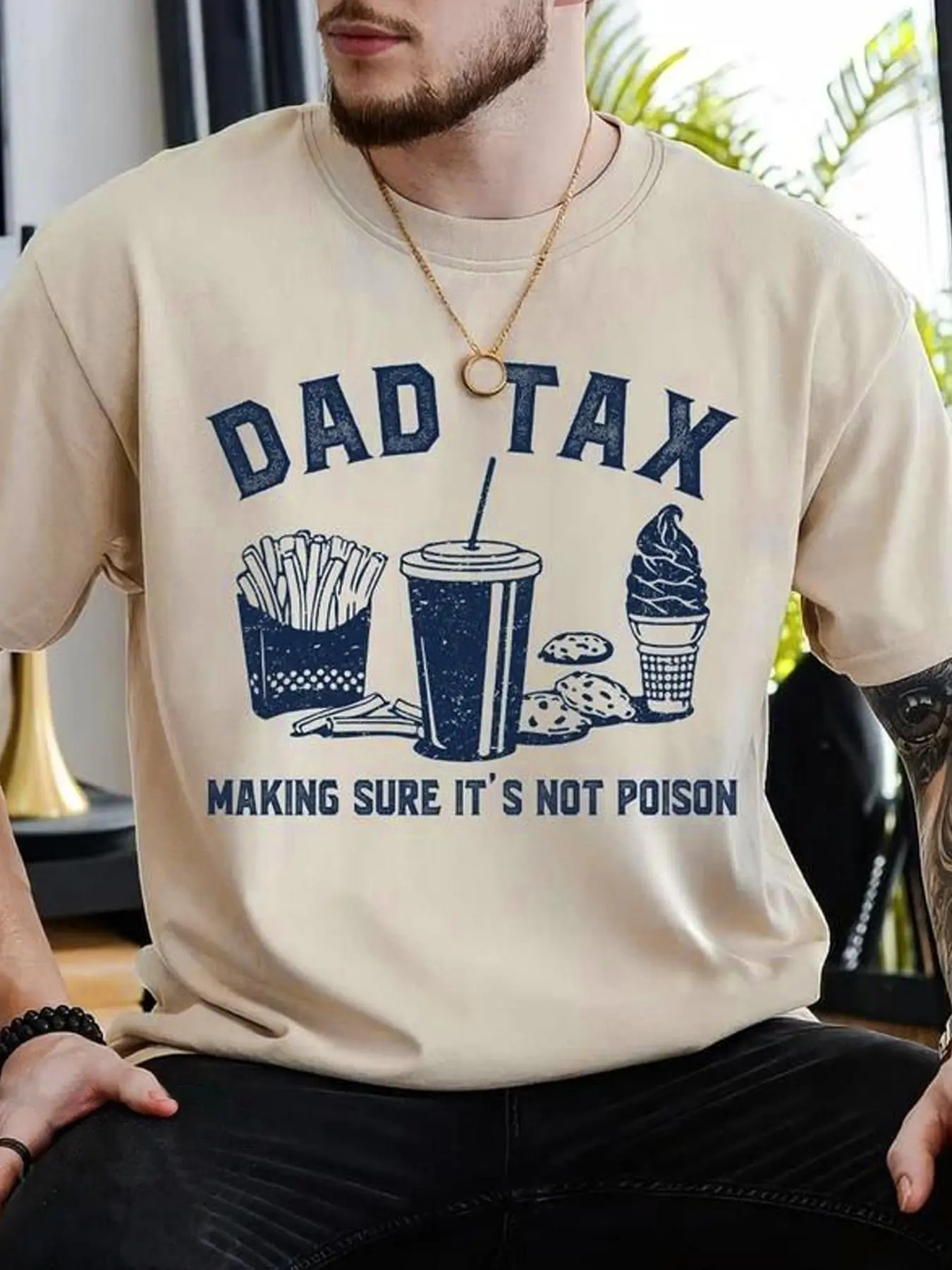 Unisex Letter & Ice Cream Print Round Neck Tee, Regular Fit Casual Street Short Sleeve T-shirt for Summer, Unisex Top for Daily Wear, Going Out Tops