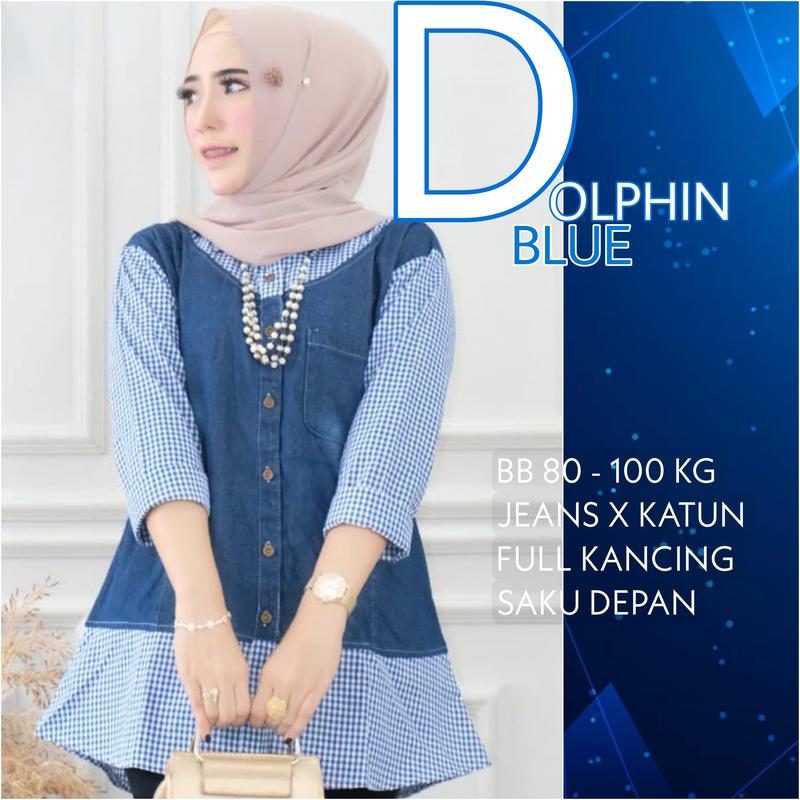 ATASAN WANITA MODEL JEANS KOMBINASI KOTAK UNTUK BB 40 - 100 KG ALL REAL PICT 0