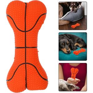 アグレッシブなチュアーのための2パックのラテックス犬の噛むおもちゃ、スクイーキーなバスケットボールの骨の形をした破壊できない噛むおもちゃ、歯のクリーニングと歯垢除去のインタラクティブなペットおもちゃ（大型中型犬用）