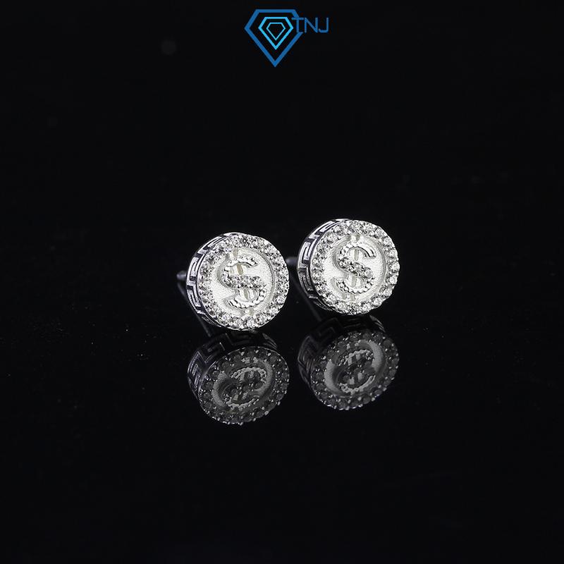 Khuyên tai nam bạc nụ tròn bản 8mm đồng đô la BTA0097, bông tai nam bạc đính đá cao cấp - Trang Sức TNJ