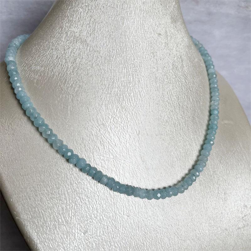 Product Introduction of 4*6MM Faceted Aquamarine Necklace Power Natural Stone Jewelry Dance Health Care Gemstone Protection Healing Yoga 40/45/50/55CM 3