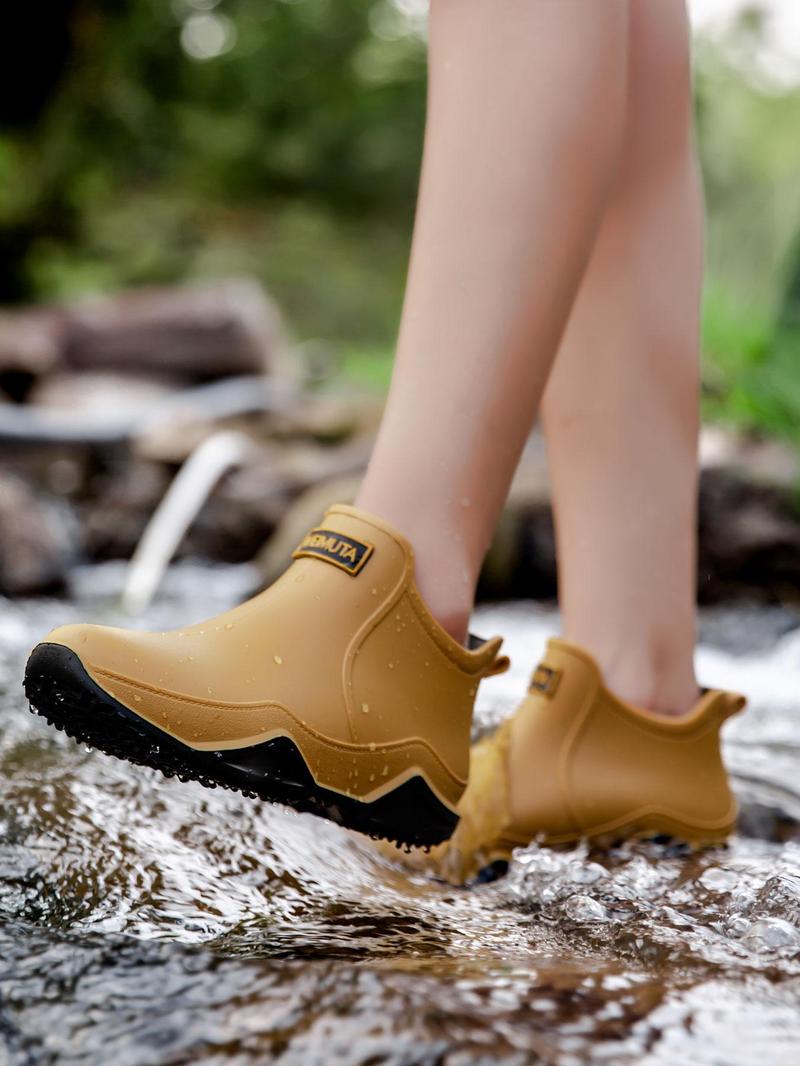 Product Introduction of Unisex Water Shoes, 1 Pair Casual Letter Patch Water Footwear, Non-slip Rain Shoes for Outdoor Fishing, Outdoor Waterproof Footwear for Men & Women 8