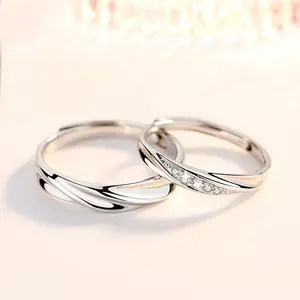 Teconi Cincin Couple Ring Adjustable Pasangan Pria Wanita Silver 925 Perak S925 CR01 - Garansi 6 Bulan