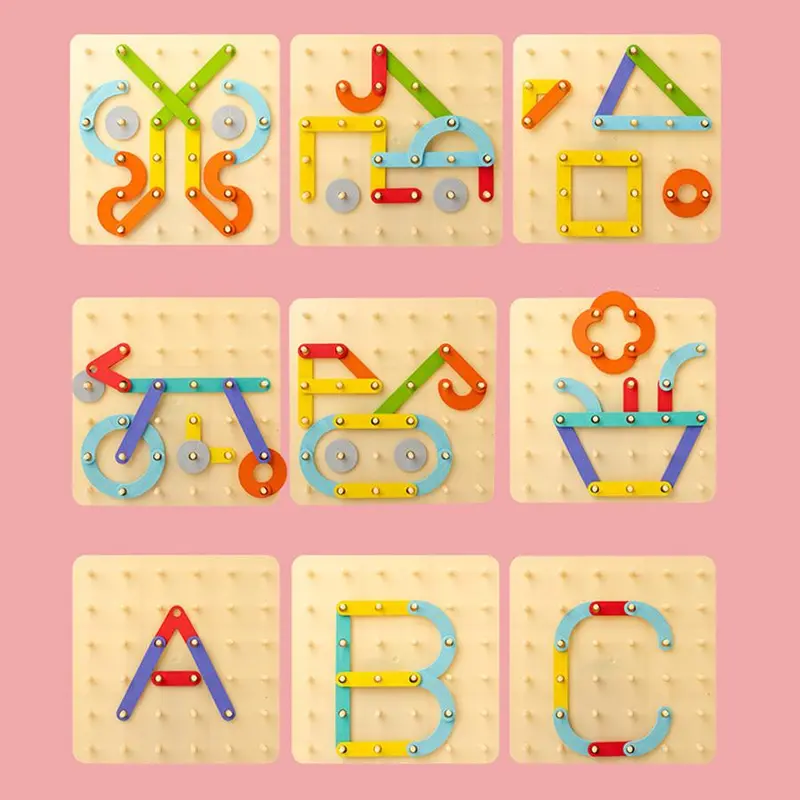Baby Toy Creative Board (1 Set), Early Educational Learning Alphabet Numbers Building Blocks, Matching Puzzle, Montessori Toy Summer Gift 3