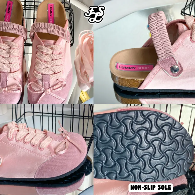 LUMMYSHOP Arumi Slip On Sandal Wanita Coquette Sandal Flat Sandal Santai Wanita Silver Pink Premium Import 5