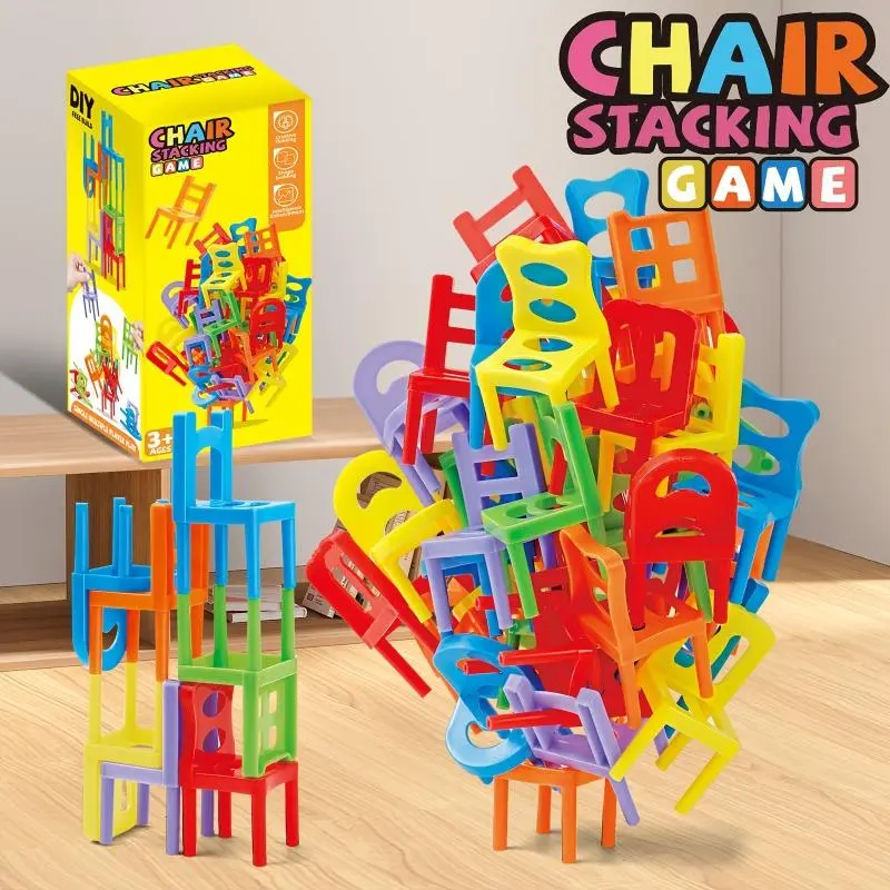Colorful Chair Stacking Game, 24pcs/set Chair Stacking Toy, Parent-child Interactive Game, Fun Game for Family Entertainment, Perfect Gift for Holiday 5