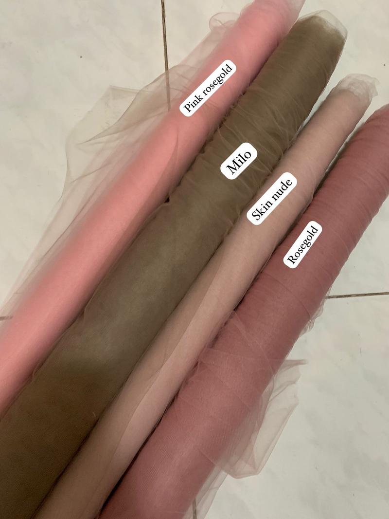 Product Introduction of Bahan Kain Soft Tile Tule Tulle Polos Premium Jaring Kelambu Warna Rosegold Sky Blue Sage Green Hitam Hijau 7