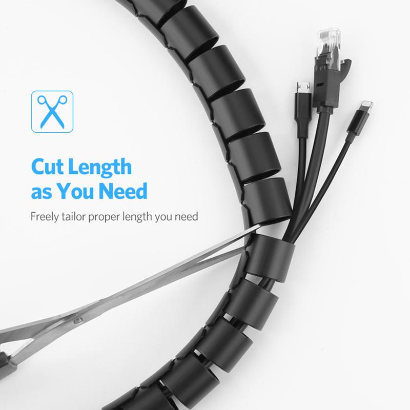 Desktop Wire Wrap Cable Winder Tube Cord Protector Management Cable Organizer Storage Pipe 6