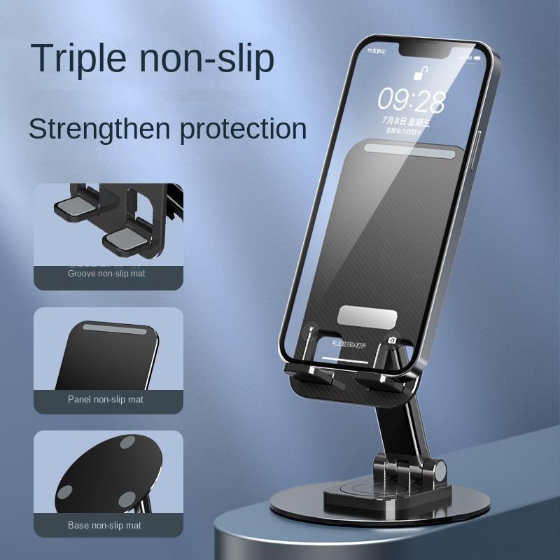 Product Introduction of Aluminum Alloy Mobile Phone Bracket Foldable Portable Stand Desktop Phone Tablet Computer Stand 360 Rotating Mobile Phone Holder Accessories Adjustable Plastic Steel Cellphone Smartphone Mount Folding 28