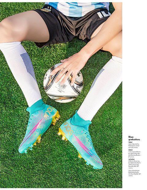 Product Introduction of Cristiano Ronaldo Messi Mandarin Duck Soccer Shoes Men Broken Spike Long Spike Children Boys Girls Non-slip Short Spike Primary and Secondary School Students High-top Sneakers 17
