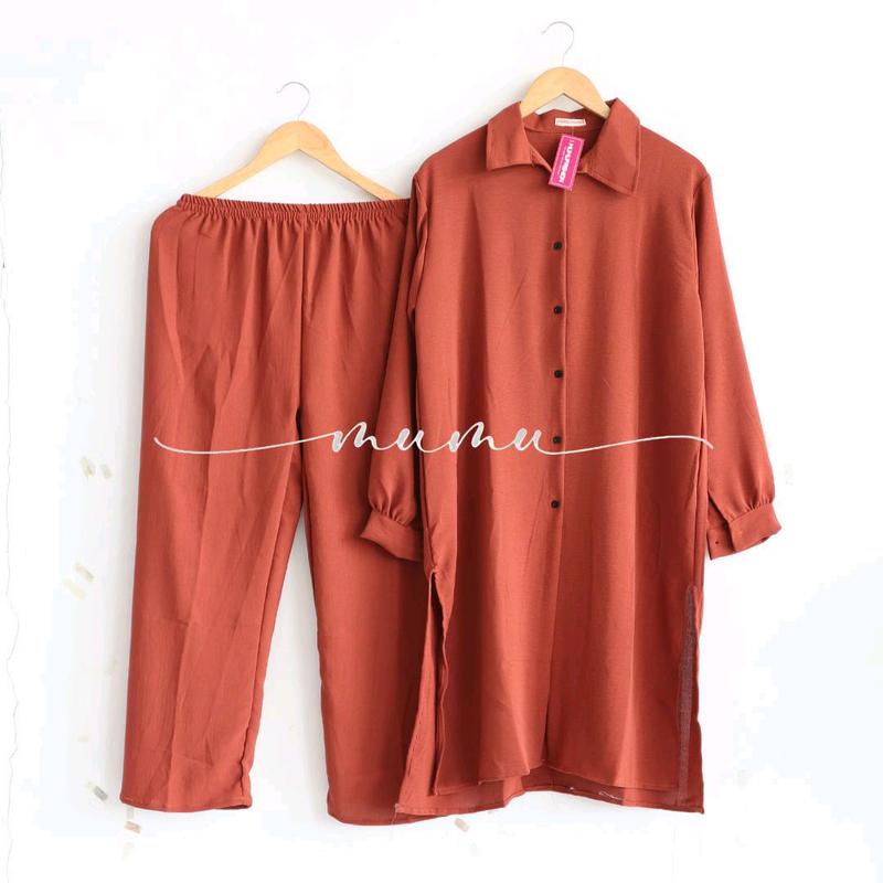 MUMU - (BAHAN TEBAL) Veronaaa Set Setelan Crinkle Wanita Muslimah Kekinian by Mumu Fashion Grosir Solo Nyaman Dipakai Baju Atasan dan Celana Airflow 8