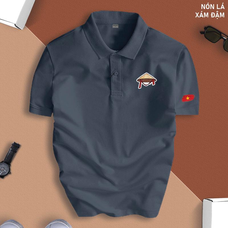 Áo Phông POLO NÓN LÁ VIỆT NAM cổ bẻ basic nam CVC vải cá sấu sang trọng, lịch lãm, thoáng mát Menswear Tay Ngắn Có Cổ 4