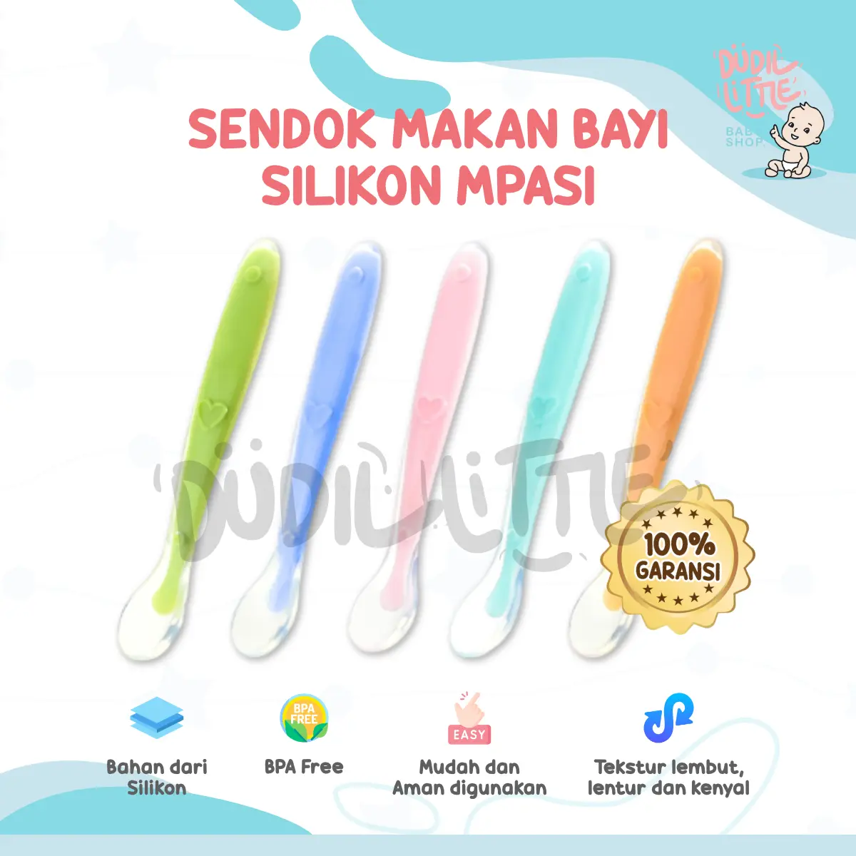 Sendok Makan Silikon Bayi Mpasi Usia 6 - 24 Bulan Bayi Baru Lahir