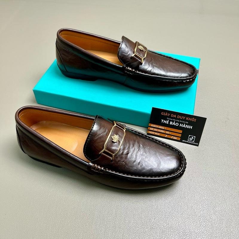 Giày Lười Moca Da Cao Cấp Đế Caosu Khâu May Gầm Đế Loafer Shoes Nam