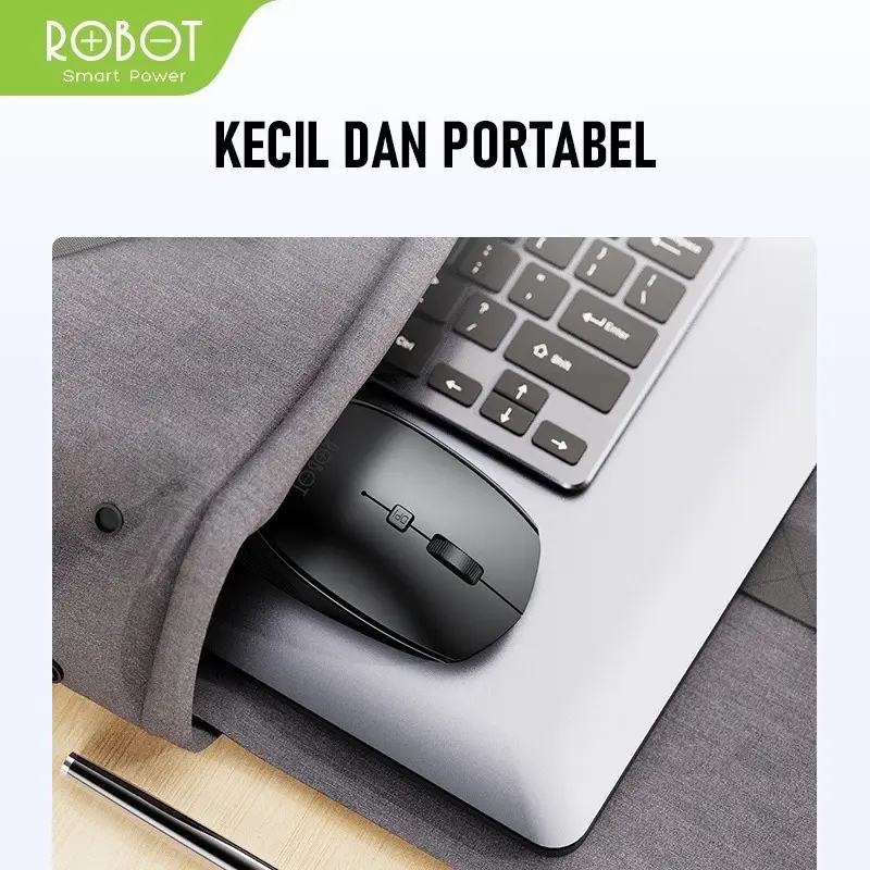 ROBOT Mouse Wireless M205 2.4G 800 - 1600DPI Receiver USB Garansi Original Resmi Black 4