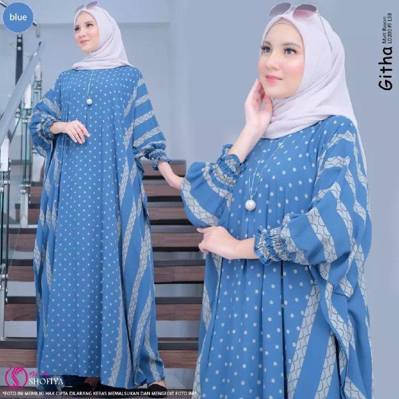 Batik Laris Joyo - Kaftan Wanita Jumbo XXXXL  Motif Githa Vol 5 Lengan Panjang Busui Resleting Rayon Tebal 2