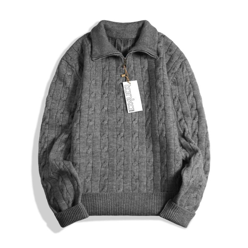 Áo len nam jumper có khóa kéo Hàn Quốc cổ lọ chất len lông cừu AL35