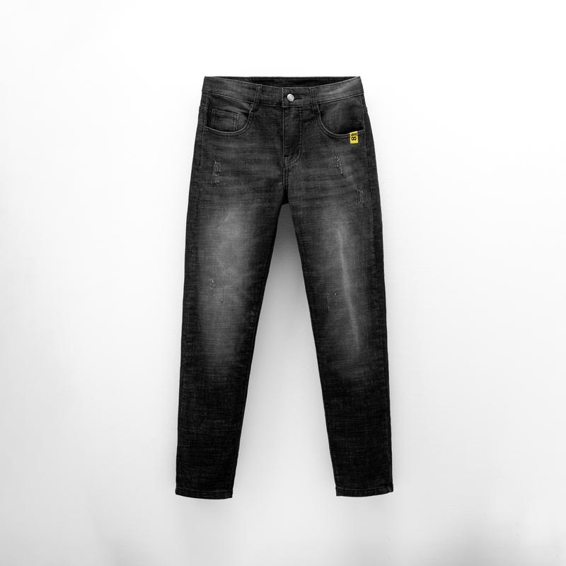 Quần jean nam đen xước nhẹ thêu ngay túi cao cấp vải jean co giãn 4 chiều Denim Menswear Pants Có Túi
