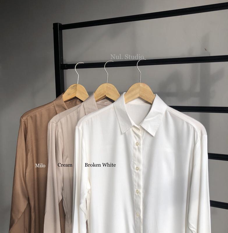 MEGAN KEMEJA RAYON TWILL LD 110 Baju Basic Wanita Kerah Panjang Atasan   Cewek 1