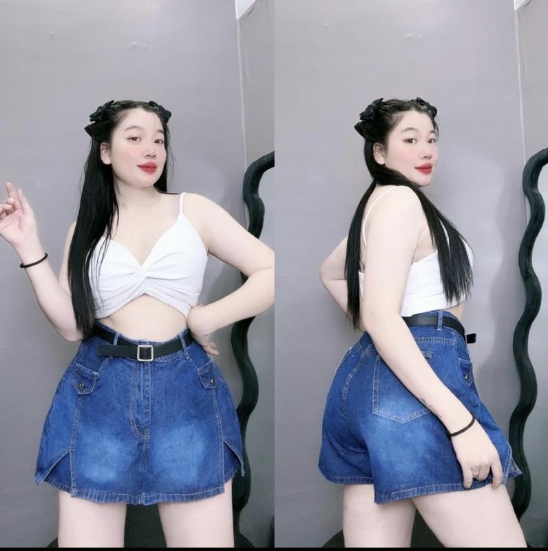 Quần giả váy Jean Bigsize Nữ chất mềm dáng chữ A lưng cao tôn dáng không co giãn màu xám Đậm GV2