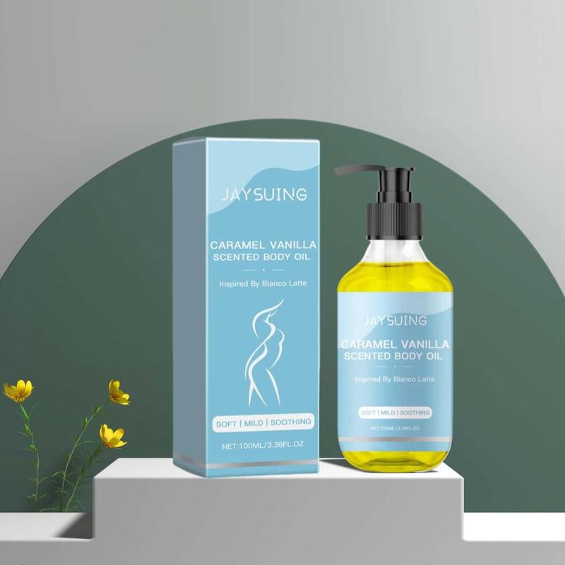 Product Introduction of Caramel Vanilla Body Oil, 1 Box Moisturizing Body Massage Oil, Body Care Oil for Women & Men, Body Care Product for Daily Use 0