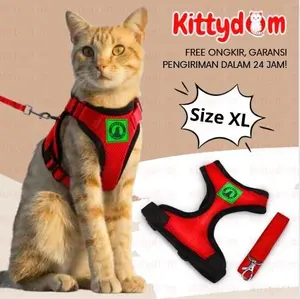 KITTYDOM Harness Tali Tuntun + Baju Rompi Kucing Anjing Size XL