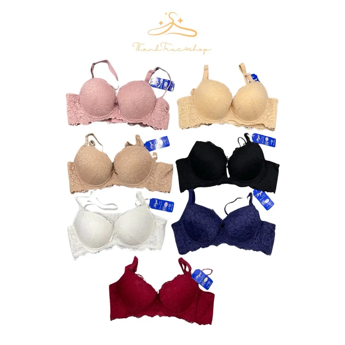 Áo lót nữ Boya ren BY036 đệm dày 5CM BẢNG TO 3 móc cài, có gọng, áo nâng đẩy quả hổ trợ che mỡ nách, mỡ lưng - Woman Bra cho nữ