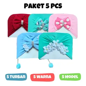 PAKET Promo 5 PCS Turban Bayi / Aksesoris Kepala Anak Kyle Babyshop / Beda Warna dan Motif