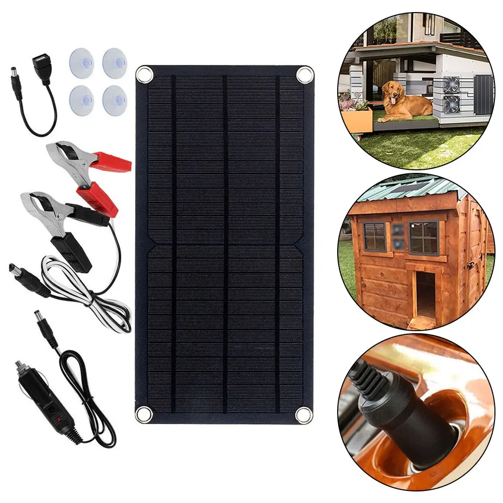 10W 6VSolar Charger Car Battery Maintainer Portable Solar Panel Kit with Adapter