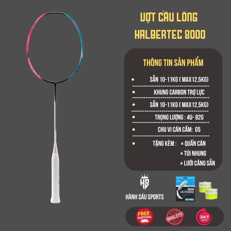 Vợt Câu Lông Halbertec 8000- axforce 70 80 90 100 Full Carbon - Căng Sẵn 11kg - Max 12,5kg Tặng Kèm 1 Quấn Cán 1 Dây 65ti 66u Sport Cán Vợt Thể Dục Thể Thao Cacbon Cầu Lông Vợt Cầu Lông