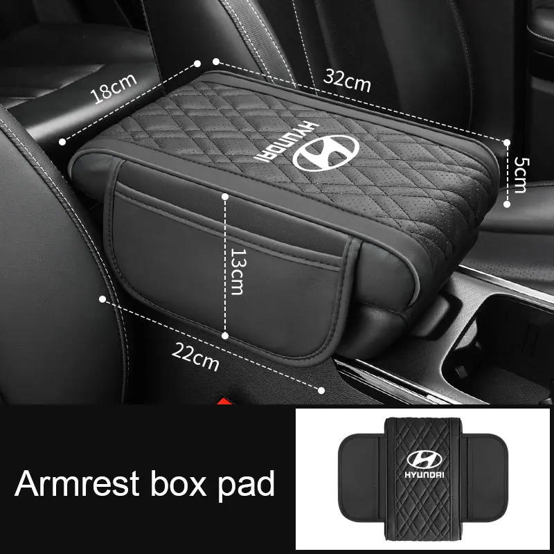 Fit Quilted Car Armrest Cushion - Faux Leather, Height & Width Enhancing Pad for Hyundai CRETA STARIA H-1 Elite NS Palisade Reina Veloster Accent Loniq Kona santa Fe Venue Tucson Starex Sonata Elantra