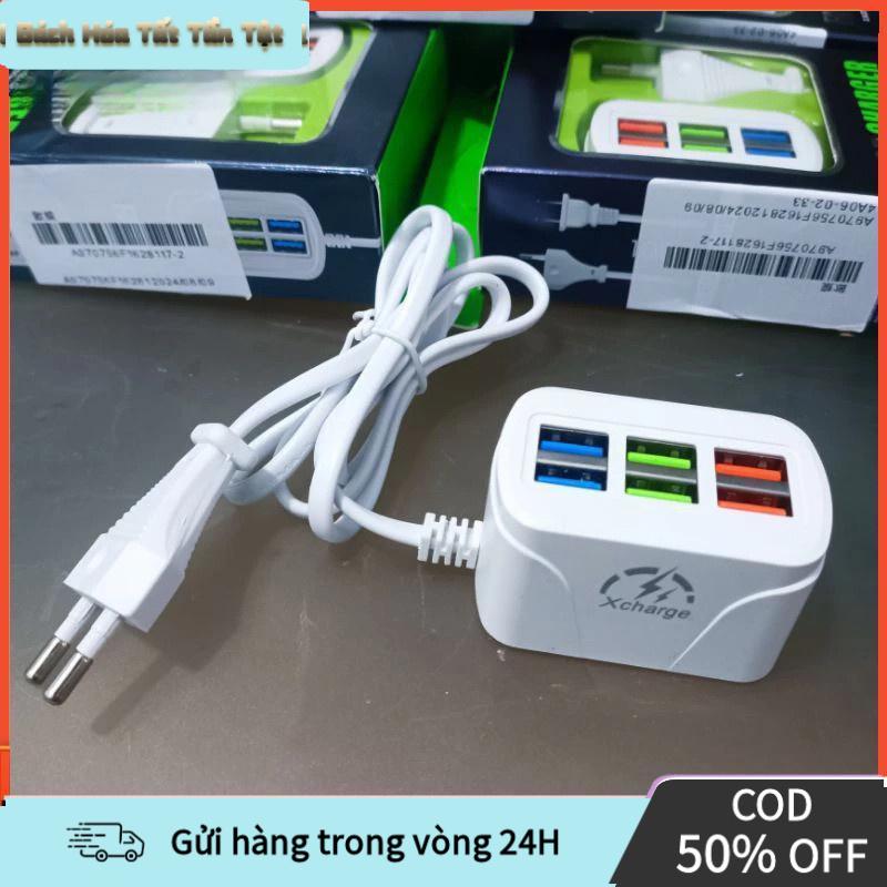 Củ Sạc Nhanh 6 Cổng USB A53 Cốc Sạc Đa Năng Chống Cháy Nổ Kèm Dây Nối Dài Chất Liệu ABS, Phổ Biến Và Phù Hợp Với Tất Cả Điện Thoại, Giá Rẻ