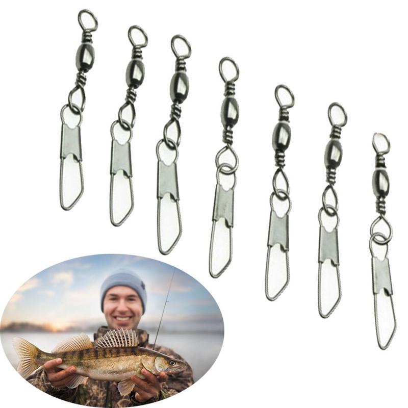 Product Introduction of 50pcs Lot High Quality Line Tackle Stainless Steel Hanging Snap Barrel Swivel Fishing Connector 18