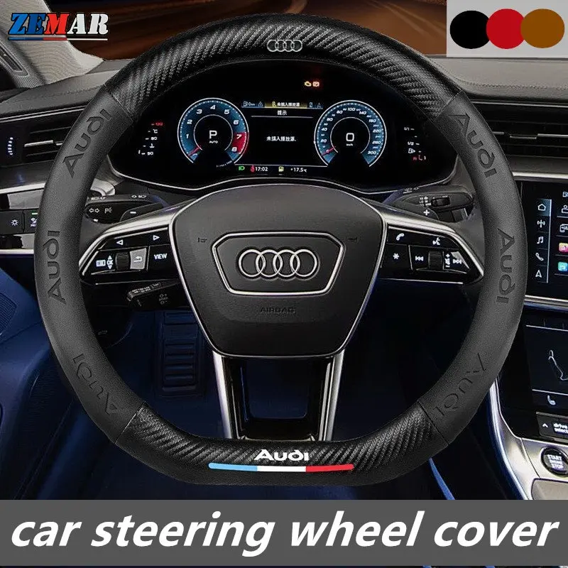Audi D Shape/Round Car Steering Wheel Cover For A3 8l A1 Q5 TT mk2 A5 A4 B7 B8 B5 A6 C7 C6  Q7 Q3 Q2 E-tron 3D Printing Logo
