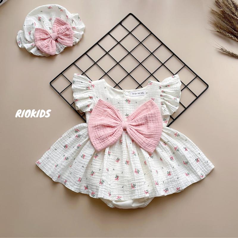 BD169 Body váy hoa nhí RIOKIDS, quần áo cho bé gái sơ sinh đầy tháng, thôi nôi, quà tặng