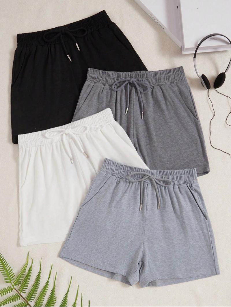 Product Introduction of Women's Solid Color Drawstring Waist Ribbed Pajama Shorts, Casual Comfy Breathable Sleep Shorts for Daily Wear, Ladies Sleepwear for All Seasons 1