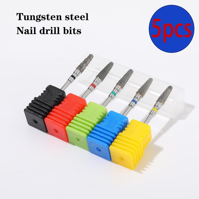 5PC Tungsten Nail Drill Bits Electric Manicure Drill For Machine Cutter Milling Burr Accessories Pedicure Tools Steel Cutics 2