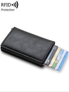 Cartera bifold sencilla para hombre (1 unidad), Tarjetero de estilo empresarial con múltiples ranuras para tarjetas, Tarjetero automático con bloqueo RFID