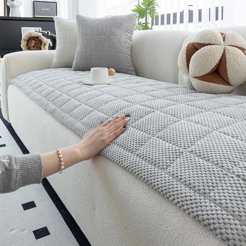 Solid Color Sofa Cover, 1 Count Non-slip Sofa Slipcover, Soft Comfortable Sofa Protector, Sofa Protective Cover for Home Living Room 8