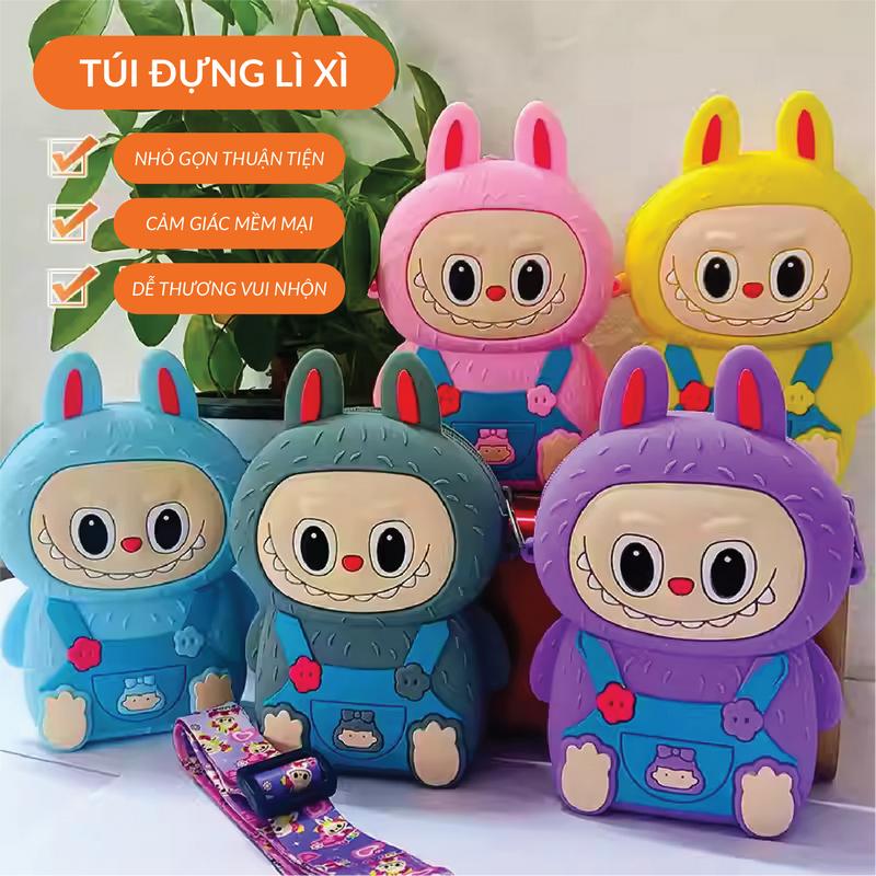 Túi đeo chéo cho bé LABUBU Túi lì xì cho bé trai bé gái tết 2025 Túi trẻ em bao tử đáng yêu